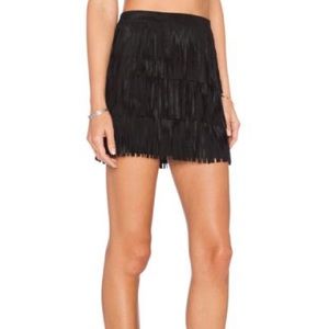Alice + Olivia Black Fringe Skirt
